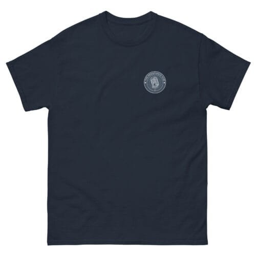 Black t-shirt with Resistance Hub chest logo centered on white background