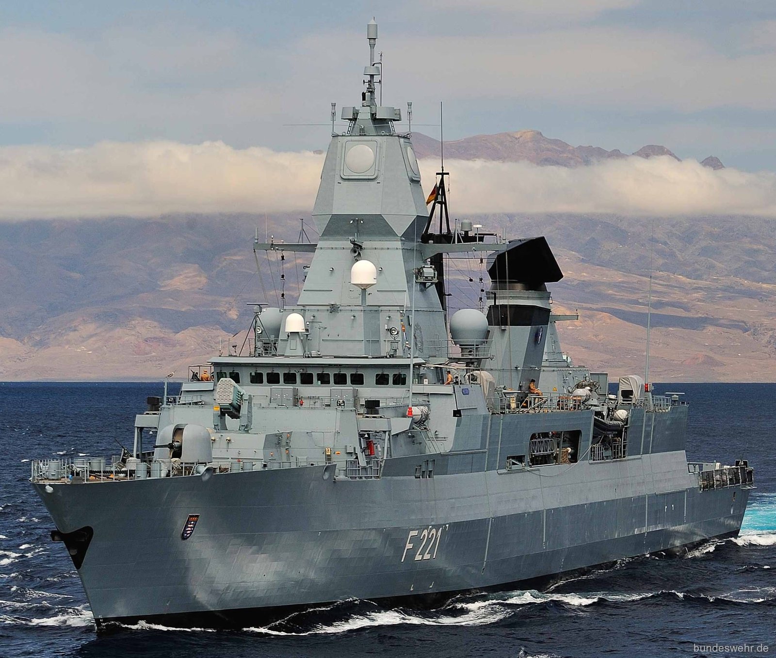 German Navy frigate Hessen (F221), one of the vessels targeted in the 2025 sabotage campaign