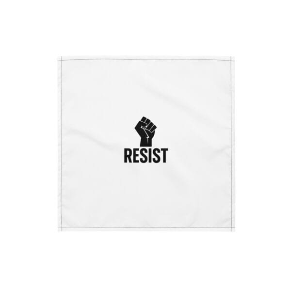 RESIST Bandana – Raised Fist Protest Symbol on White - Image 2