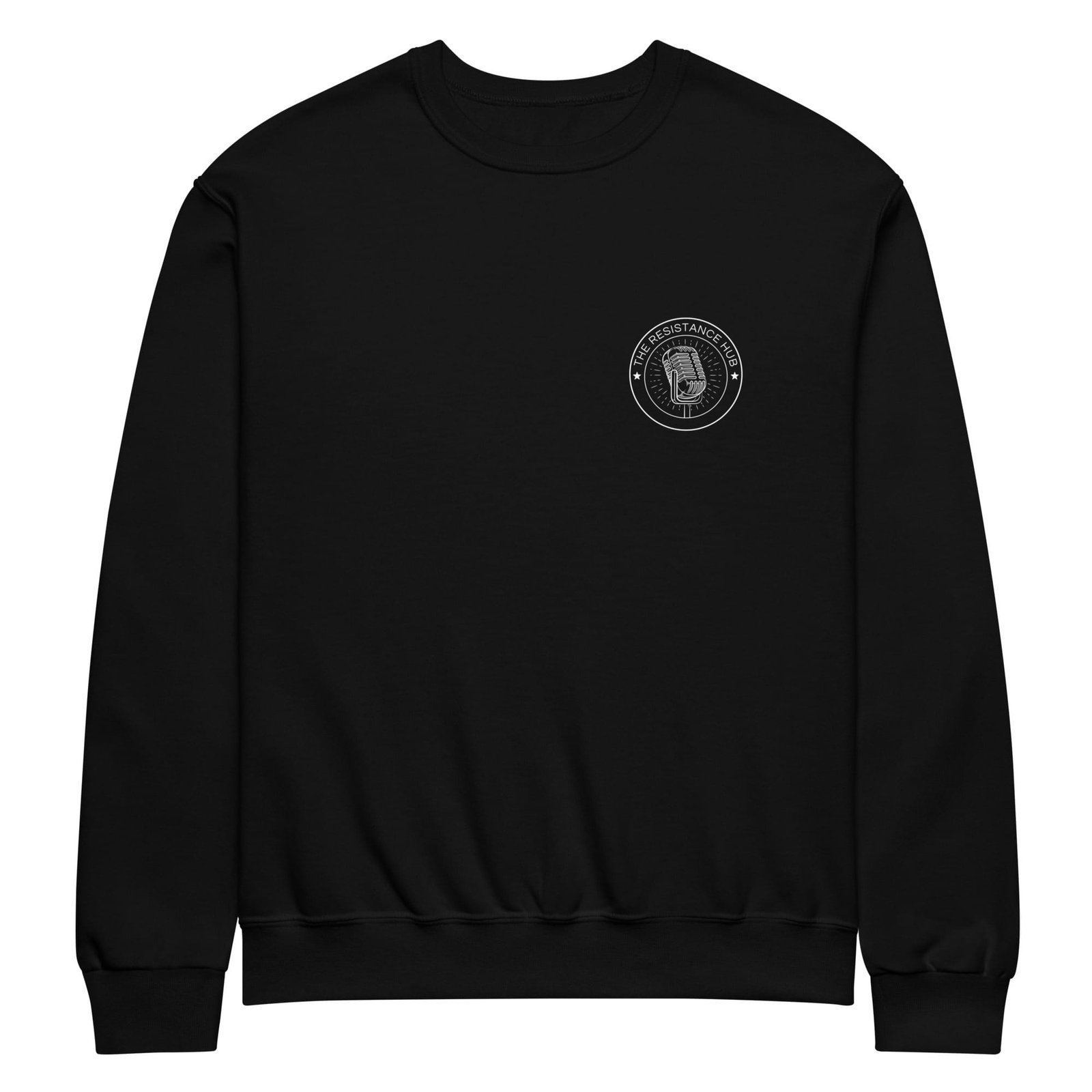 Resistance Hub Crewneck Sweatshirt – Chest Logo Edition in Black - Image 3