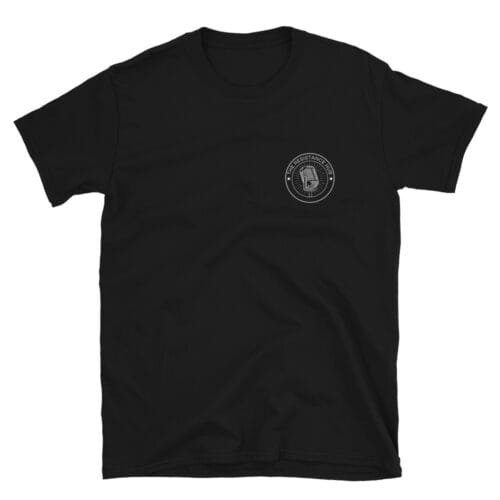 Resistance Hub T-Shirt – Minimal Chest Logo on Black