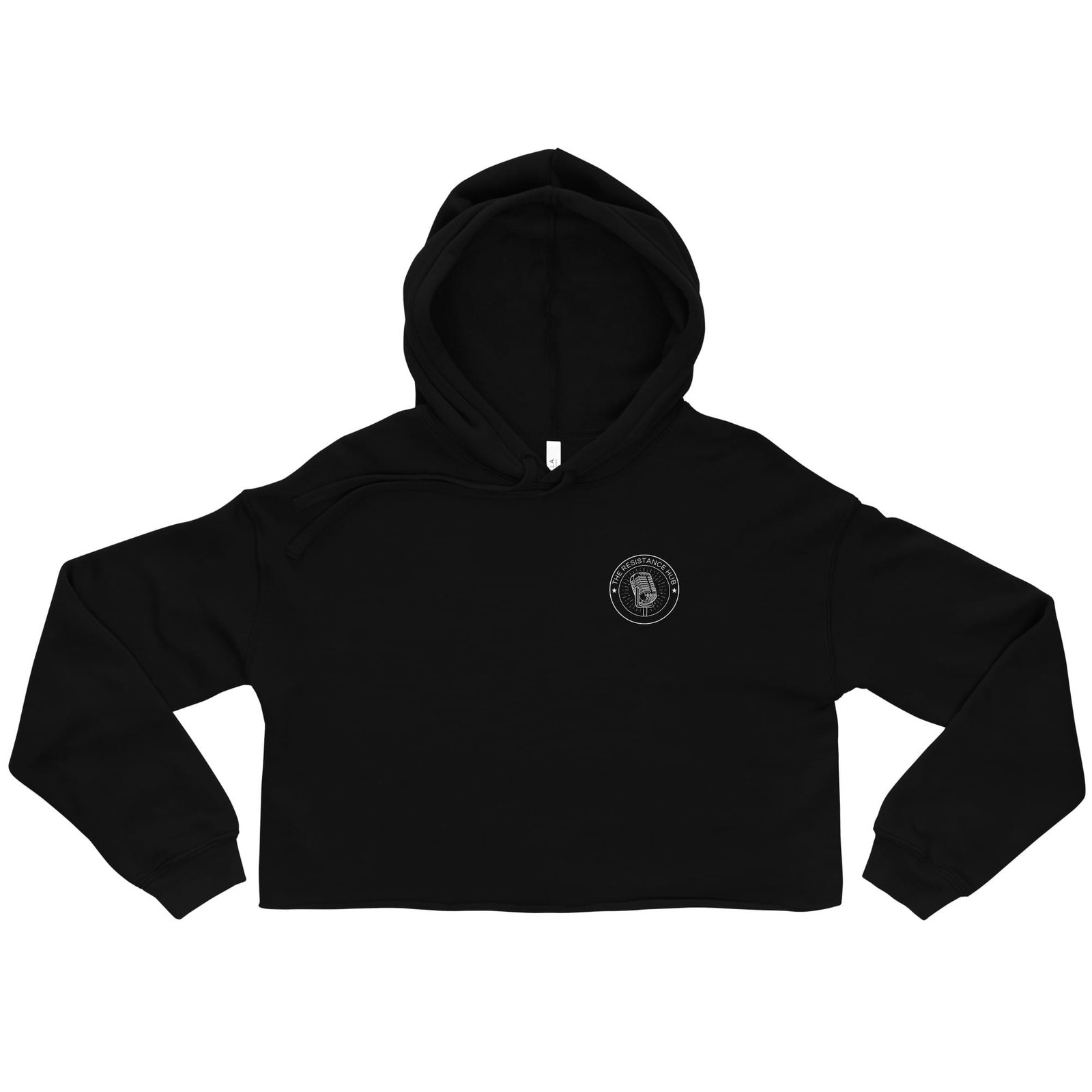 Resistance Hub Cropped Hoodie – Logo Edition in Black
